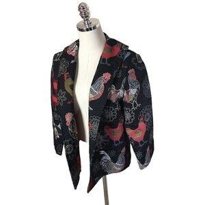 Painted Pony Vintage Chicken Jacket Small Women’s Size Cardigan Hens Roosters